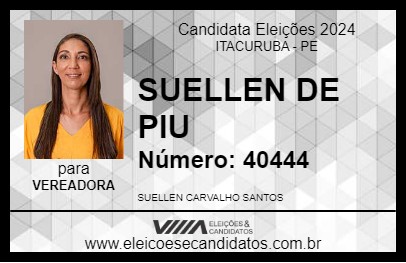 Candidato SUELLEN DE PIU 2024 - ITACURUBA - Eleições