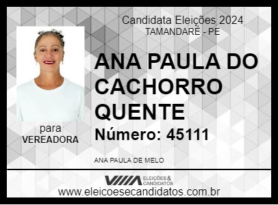 Candidato ANA PAULA DO CACHORRO QUENTE 2024 - TAMANDARÉ - Eleições