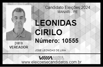 Candidato LEONIDAS CIRILO 2024 - MANARI - Eleições