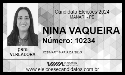 Candidato NINA VAQUEIRA 2024 - MANARI - Eleições