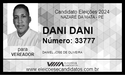 Candidato DANI DANI 2024 - NAZARÉ DA MATA - Eleições