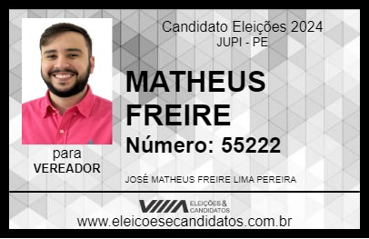 Candidato MATHEUS FREIRE 2024 - JUPI - Eleições