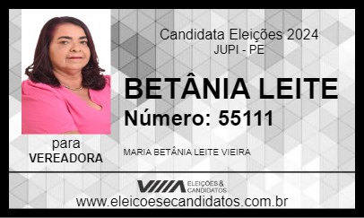 Candidato BETÂNIA LEITE 2024 - JUPI - Eleições