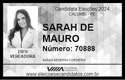 Candidato SARAH DE MAURO 2024 - CALUMBI - Eleições