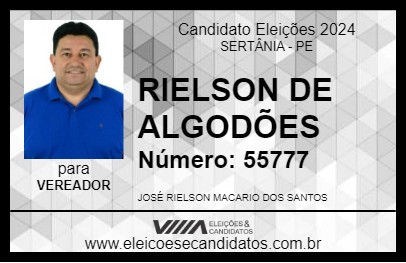 Candidato RIELSON DE ALGODÕES 2024 - SERTÂNIA - Eleições