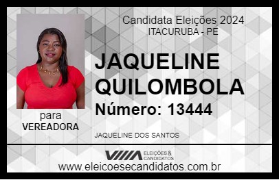 Candidato JAQUELINE QUILOMBOLA 2024 - ITACURUBA - Eleições