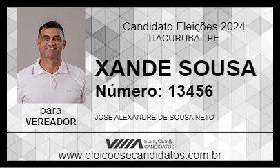 Candidato XANDE SOUSA 2024 - ITACURUBA - Eleições