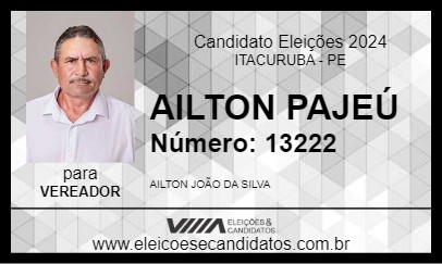 Candidato AILTON PAJEÚ 2024 - ITACURUBA - Eleições