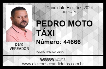 Candidato PEDRO MOTO TÁXI 2024 - JUPI - Eleições