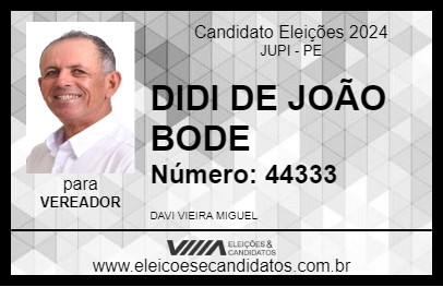 Candidato DIDI DE JOÃO BODE 2024 - JUPI - Eleições