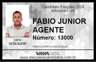 Candidato FABIO JUNIOR AGENTE 2024 - MIRANDIBA - Eleições