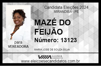 Candidato MAZÉ DO FEIJÃO 2024 - MIRANDIBA - Eleições