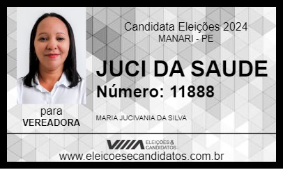 Candidato JUCI DA SAUDE 2024 - MANARI - Eleições