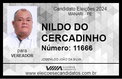 Candidato NILDO DO CERCADINHO 2024 - MANARI - Eleições