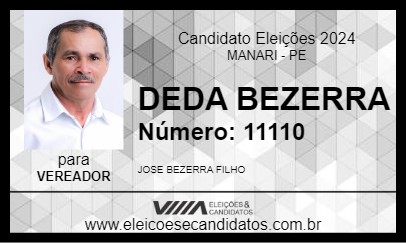 Candidato DEDA BEZERRA 2024 - MANARI - Eleições