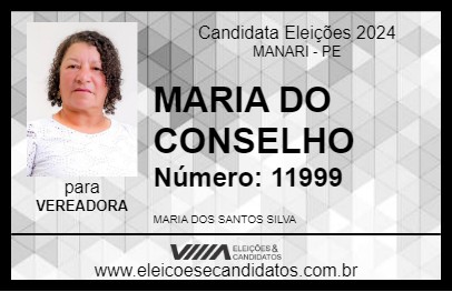 Candidato MARIA DO CONSELHO 2024 - MANARI - Eleições