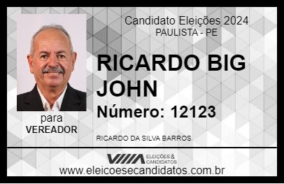 Candidato RICARDO BIG JOHN 2024 - PAULISTA - Eleições