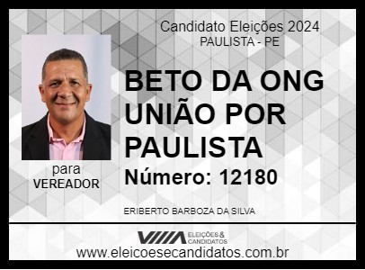 Candidato BETO DA ONG 2024 - PAULISTA - Eleições