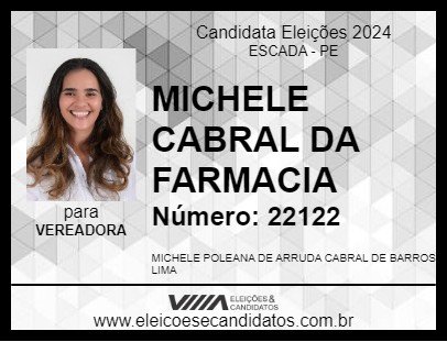 Candidato MICHELE CABRAL DA FARMACIA 2024 - ESCADA - Eleições