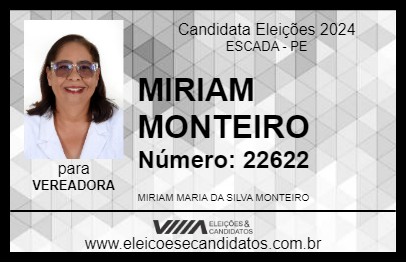 Candidato MIRIAM MONTEIRO 2024 - ESCADA - Eleições