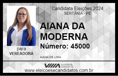 Candidato AIANA DA MODERNA 2024 - SERTÂNIA - Eleições