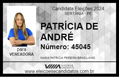 Candidato PATRÍCIA DE ANDRÉ 2024 - SERTÂNIA - Eleições