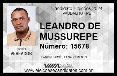 Candidato LEANDRO DE MUSSUREPE 2024 - PAUDALHO - Eleições