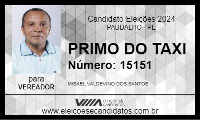 Candidato PRIMO DO TAXI 2024 - PAUDALHO - Eleições