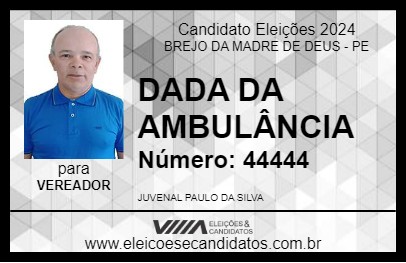 Candidato DADA DA AMBULÂNCIA 2024 - BREJO DA MADRE DE DEUS - Eleições