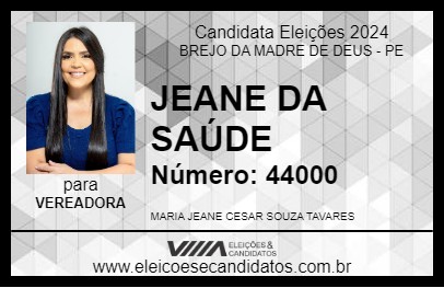 Candidato JEANE DA SAÚDE 2024 - BREJO DA MADRE DE DEUS - Eleições