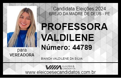 Candidato PROFESSORA VALDILENE 2024 - BREJO DA MADRE DE DEUS - Eleições