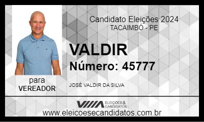 Candidato VALDIR 2024 - TACAIMBÓ - Eleições