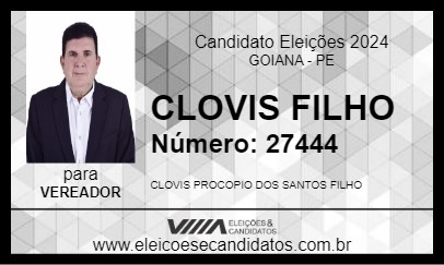 Candidato CLOVIS FILHO 2024 - GOIANA - Eleições