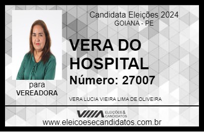 Candidato VERA DO HOSPITAL 2024 - GOIANA - Eleições