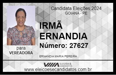 Candidato IRMÃ ERNANDIA 2024 - GOIANA - Eleições