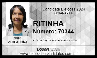 Candidato RITINHA 2024 - GOIANA - Eleições