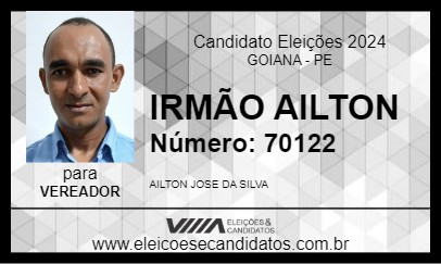 Candidato IRMÃO AILTON 2024 - GOIANA - Eleições