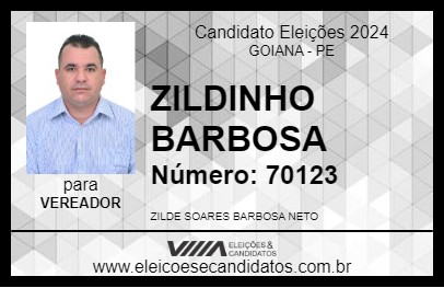 Candidato ZILDINHO BARBOSA 2024 - GOIANA - Eleições