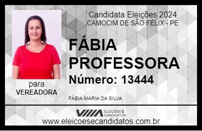 Candidato FÁBIA PROFESSORA 2024 - CAMOCIM DE SÃO FÉLIX - Eleições