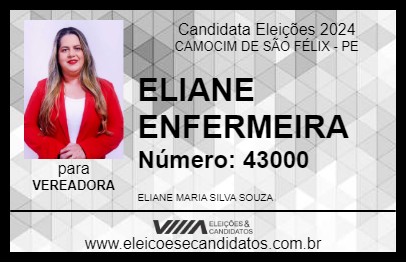 Candidato ELIANE ENFERMEIRA 2024 - CAMOCIM DE SÃO FÉLIX - Eleições