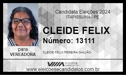 Candidato CLEIDE FELIX 2024 - ITAPISSUMA - Eleições