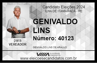 Candidato GENIVALDO LINS 2024 - ILHA DE ITAMARACÁ - Eleições