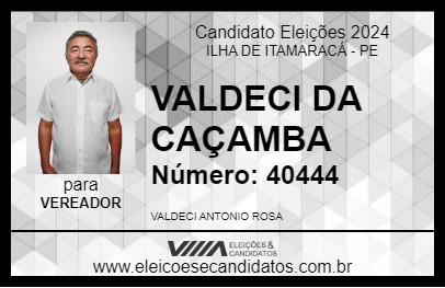 Candidato VALDECI DA CAÇAMBA 2024 - ILHA DE ITAMARACÁ - Eleições