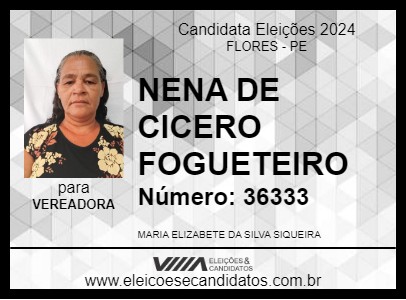 Candidato NENA DE CICERO FOGUETEIRO 2024 - FLORES - Eleições