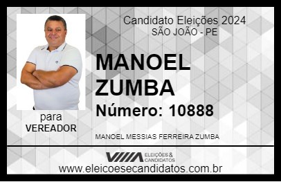 Candidato MANOEL ZUMBA 2024 - SÃO JOÃO - Eleições