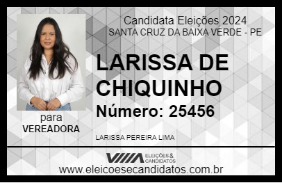 Candidato LARISSA DE CHIQUINHO 2024 - SANTA CRUZ DA BAIXA VERDE - Eleições