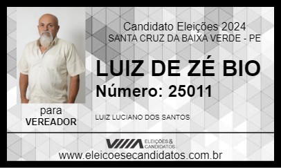 Candidato LUIZ DE ZÉ BIO 2024 - SANTA CRUZ DA BAIXA VERDE - Eleições