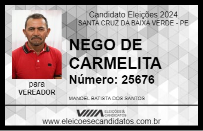 Candidato NEGO DE CARMELITA 2024 - SANTA CRUZ DA BAIXA VERDE - Eleições