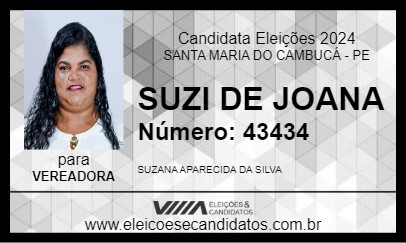 Candidato SUZI DE JOANA 2024 - SANTA MARIA DO CAMBUCÁ - Eleições