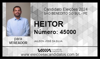 Candidato HEITOR 2024 - SÃO BENEDITO DO SUL - Eleições